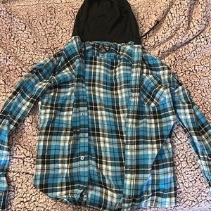 Blue flannel with hood